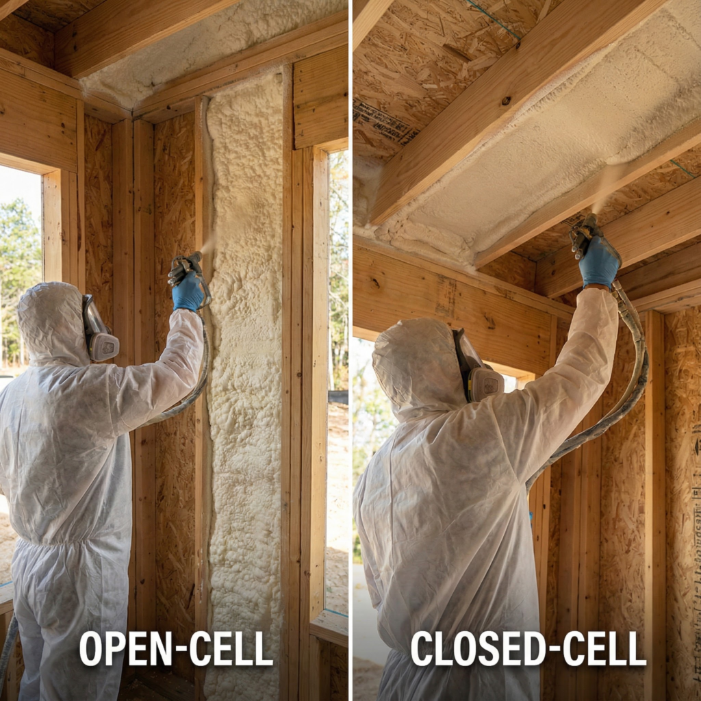 Open-cell and closed-cell spray foam insulation installed by professionals in Toronto Ontario