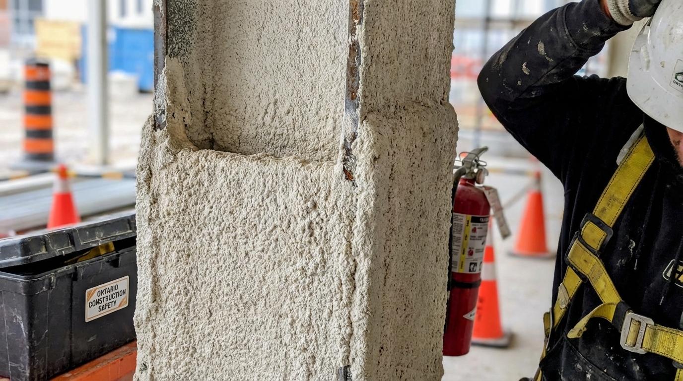 Warehouse fireproofing Ontario steel beam protection detail - Spray Foam Kings, Ontario