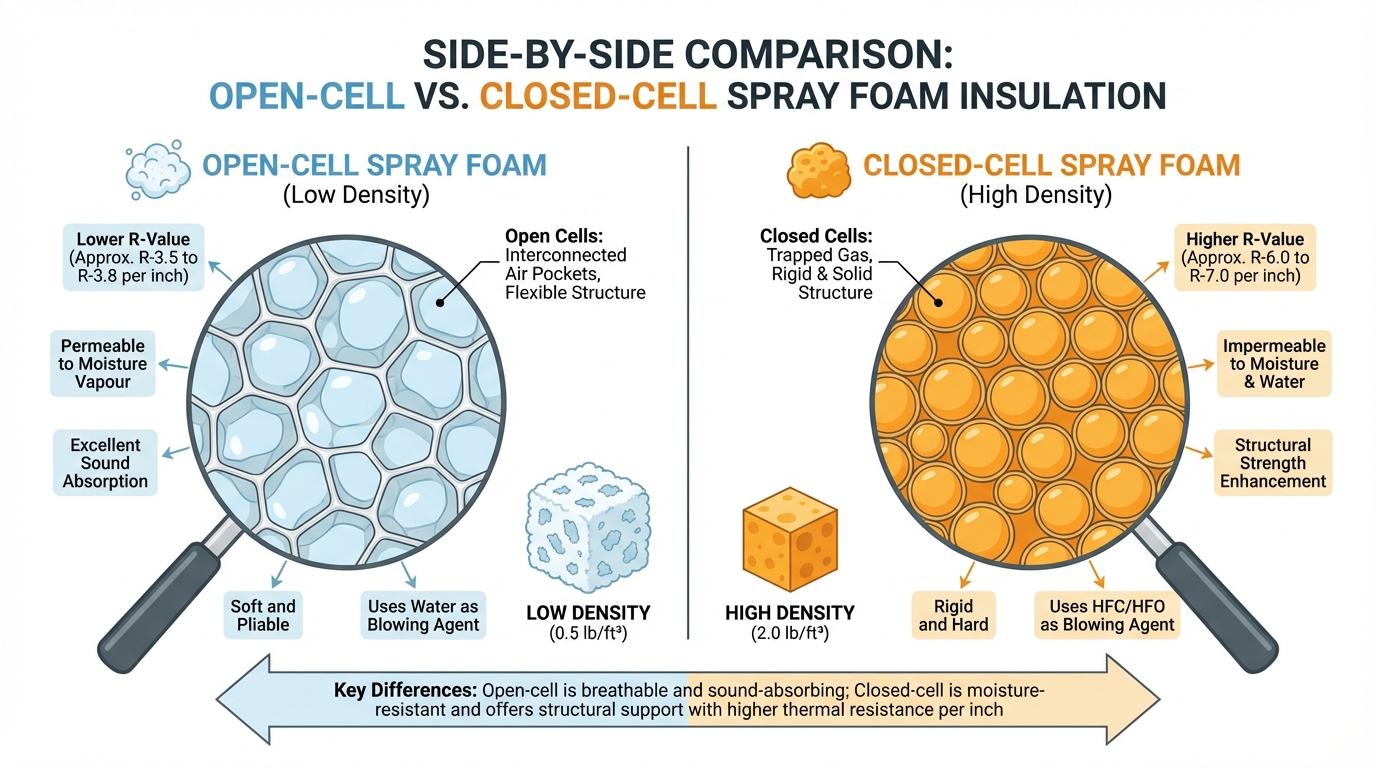 Open-cell vs closed-cell spray foam insulation comparison - Spray Foam Kings, Ontario